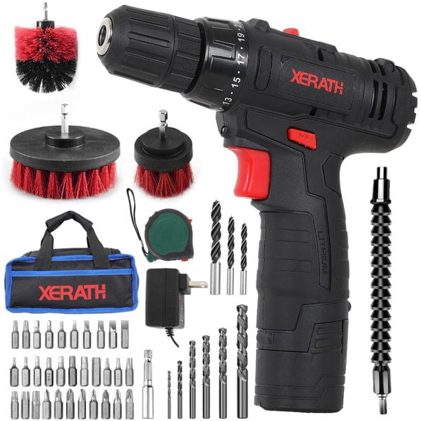 48pcs Cordless Electric Screwdriver Rechargeable Drill Kit Household Battery Bit